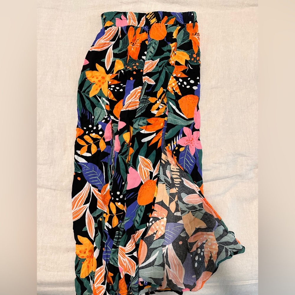 Lulus Tropical Print Wide Leg Pants With Slits
